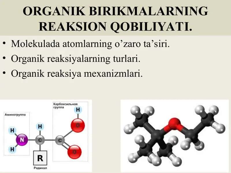 Оrganik birikmalarning reaksion qobiliyati 1