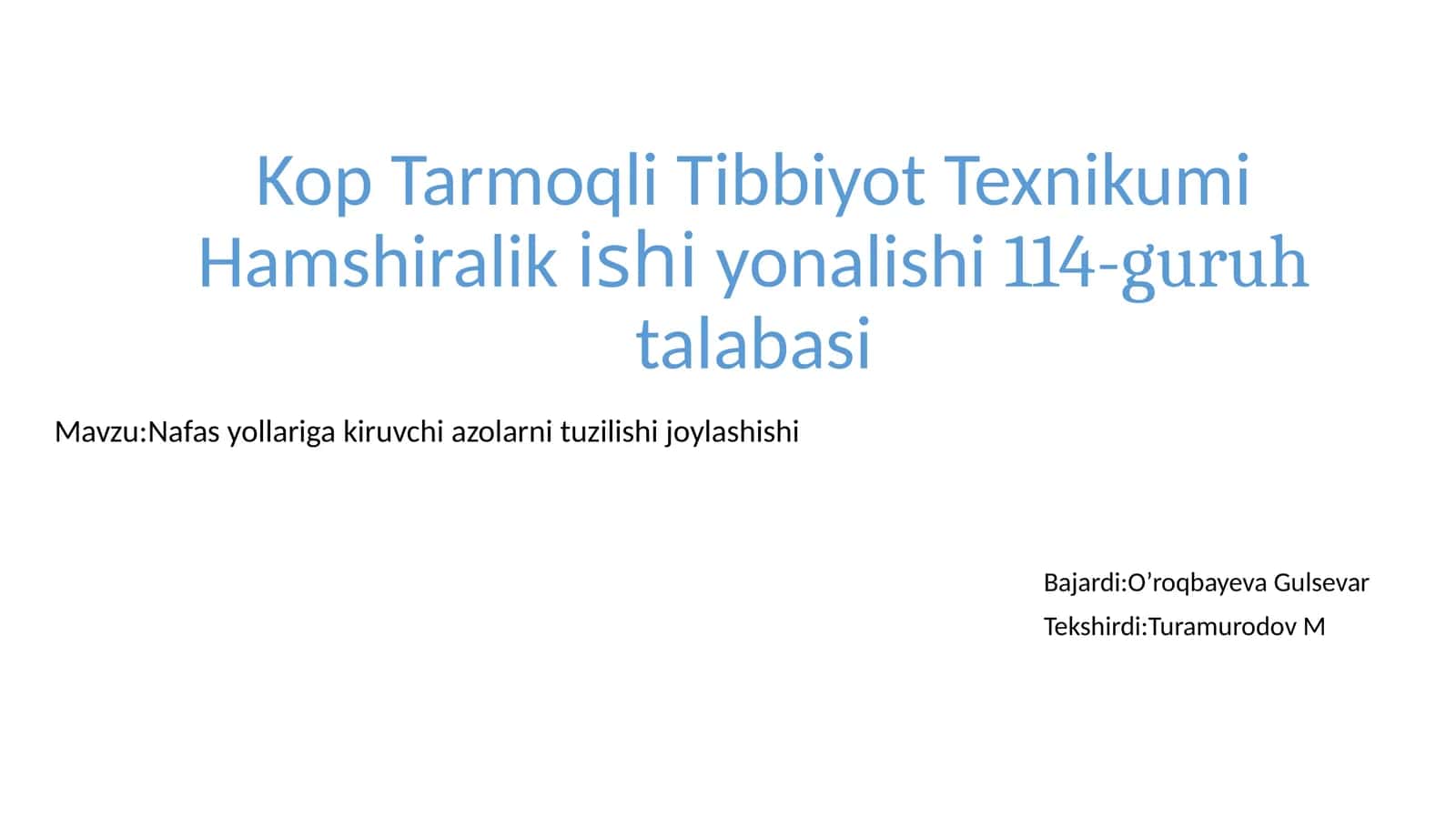 Kop Tarmoqli Tibbiyot Texnikumi Hamshiralikishiyonalishi114-guruhtalabasi 1