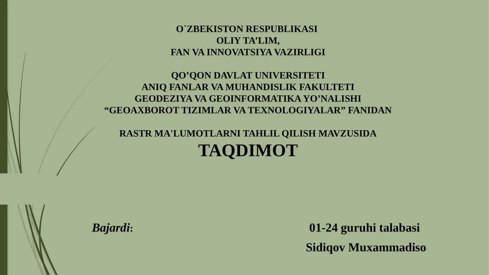 RASTR MA'LUMOTLARNI TAHLIL QILISH 1