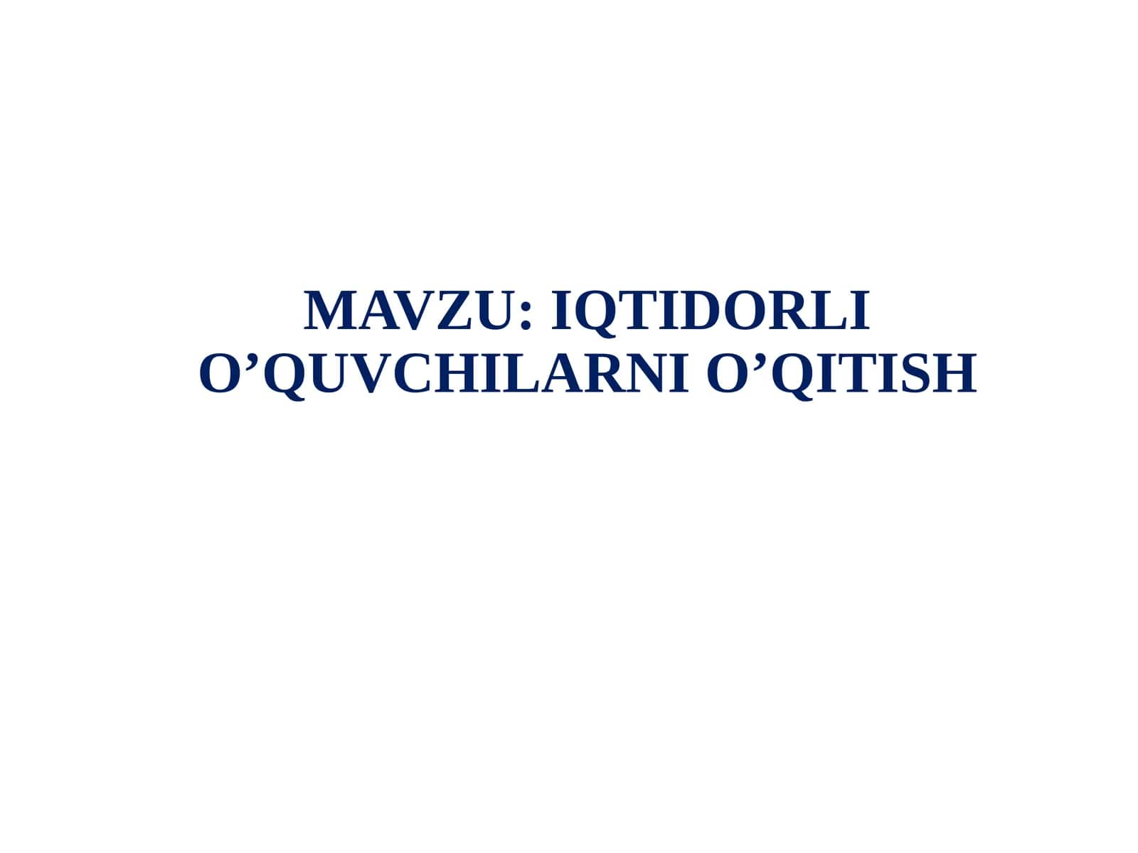 Iqtidorli o'quvchilar bilan ishlash slayd, prezentatsiya, ppt 1