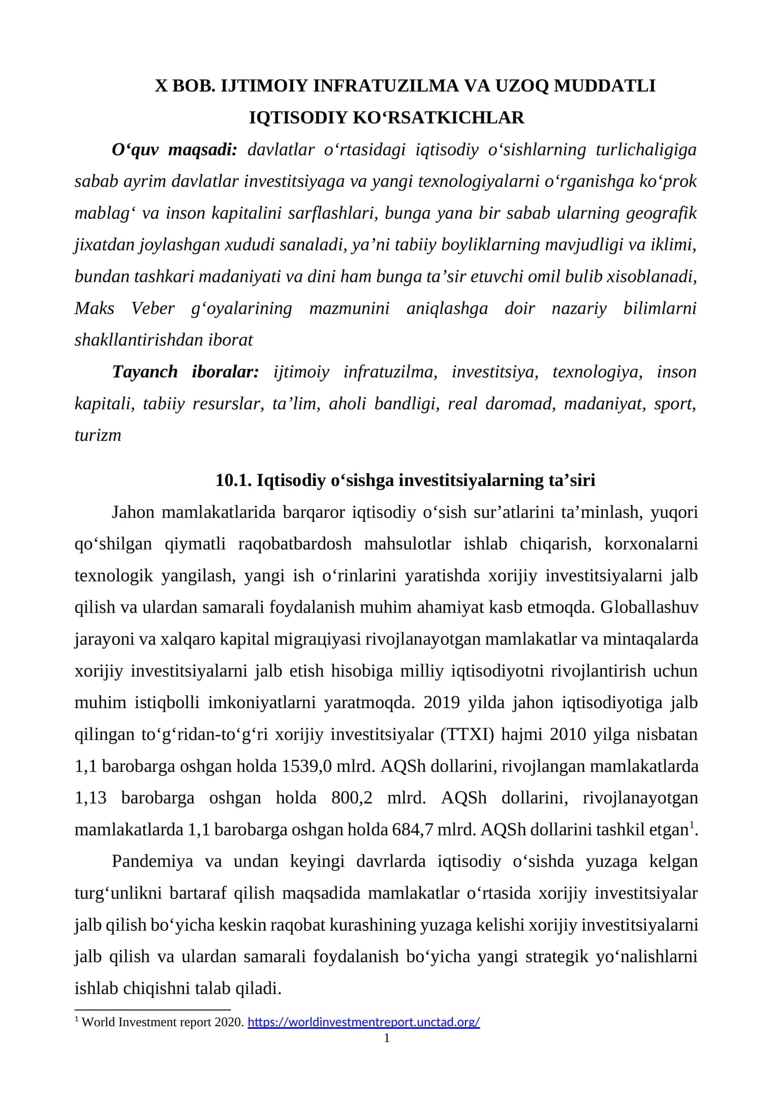 IJTIMOIY INFRATUZILMA VA UZOQ MUDDATLI IQTISODIY KO‘RSATKICHLAR 1