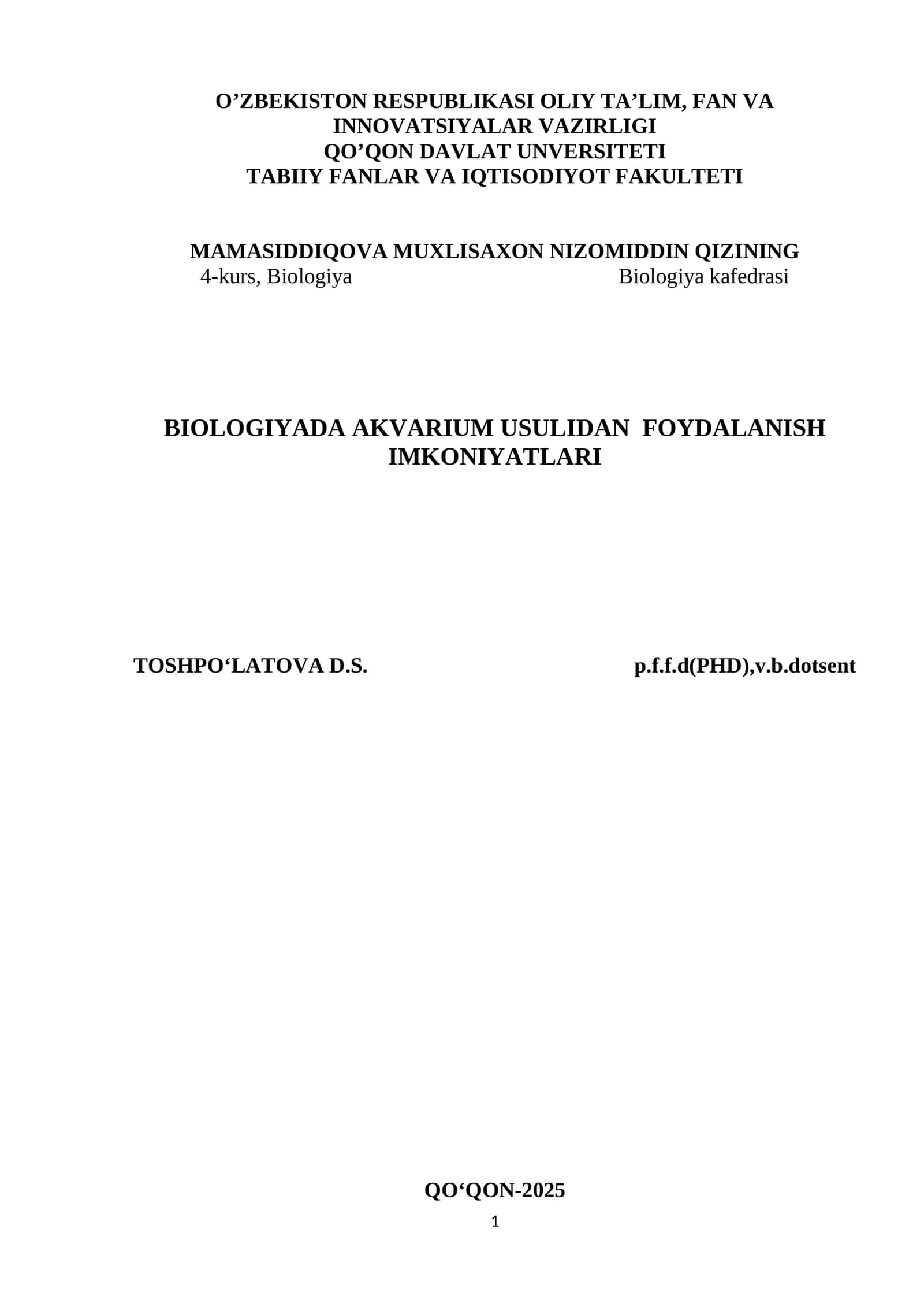 BIOLOGIYADA AKVARIUM USULIDAN FOYDALANISH IMKONIYATLARI 1