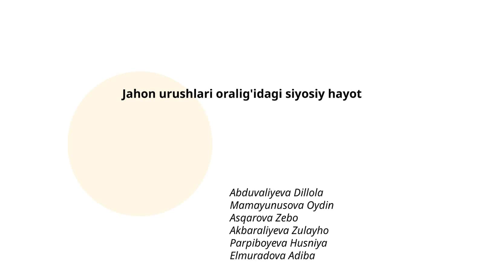 Jahon urushlari oralig'idagi siyosiy hayot 1