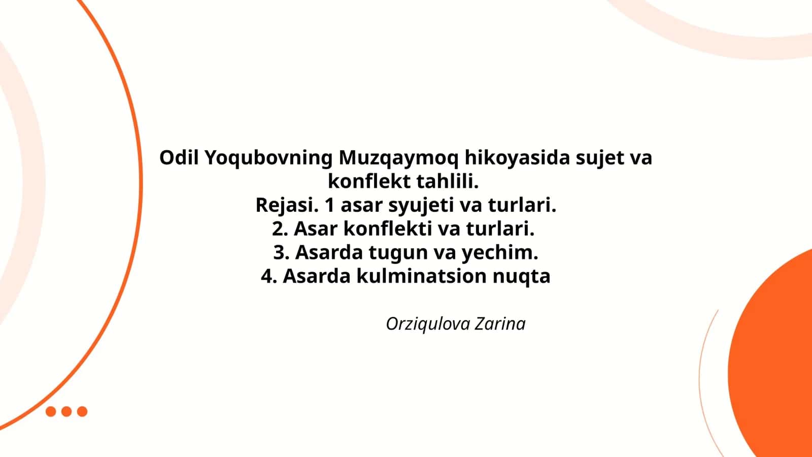 Muzqaymoq hikoyasida sujet va konflekt tahlili 1