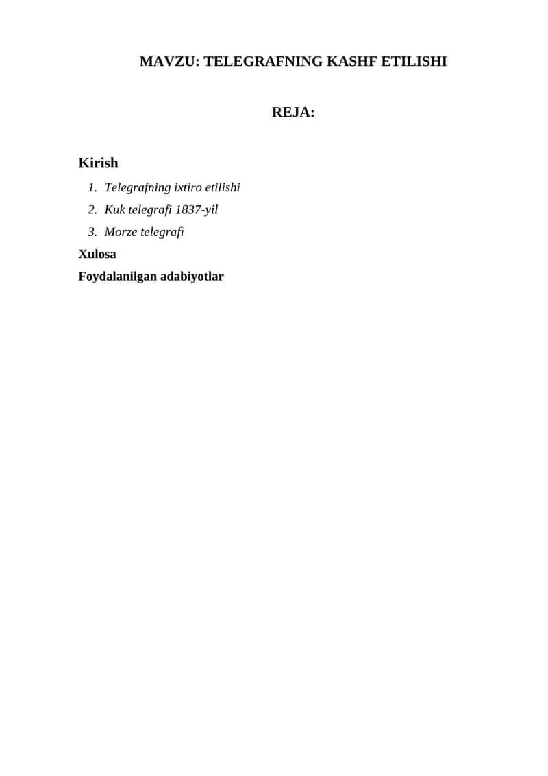 TELEGRAFNING KASHF ETILISHI 1