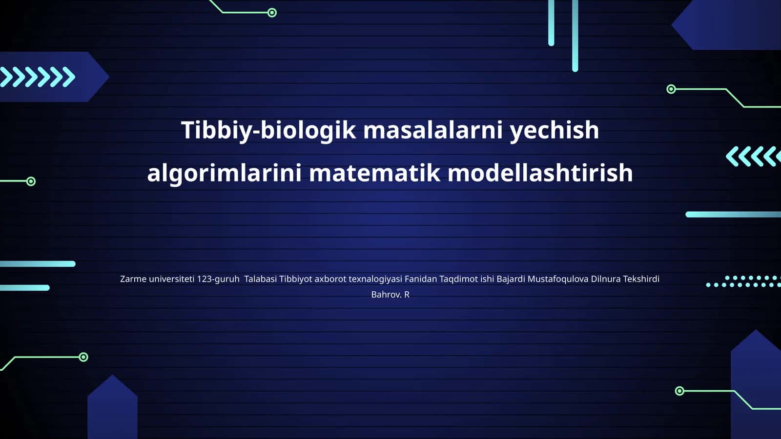 Tibbiy-biologik masalalarni yechish algorimlarini matematik modellashtirish 1