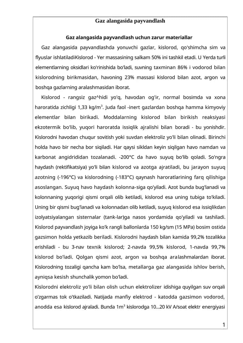 Gaz alangasida payvandlash 1