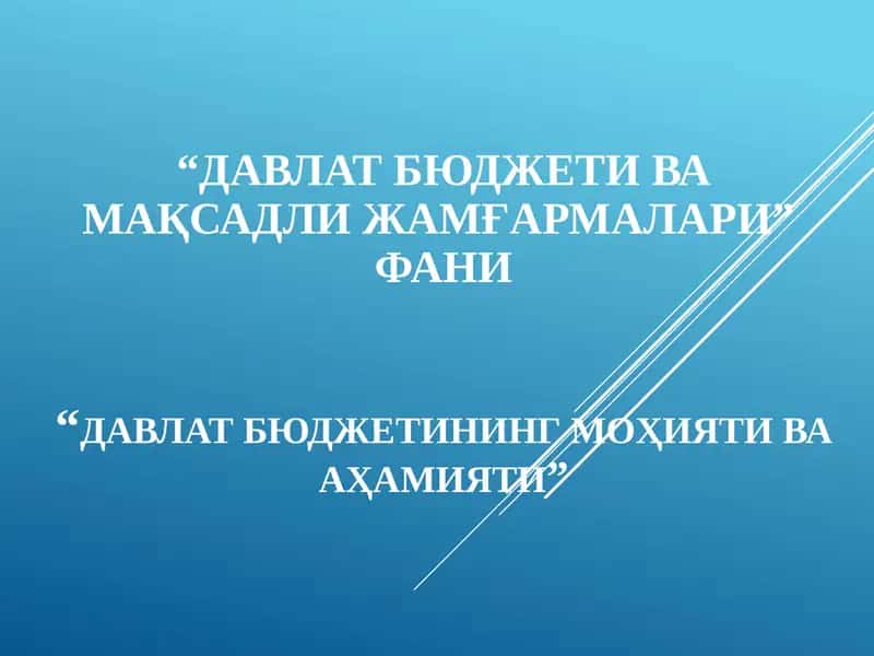 Давлат бюджетива мақсадли жамғармалари 1