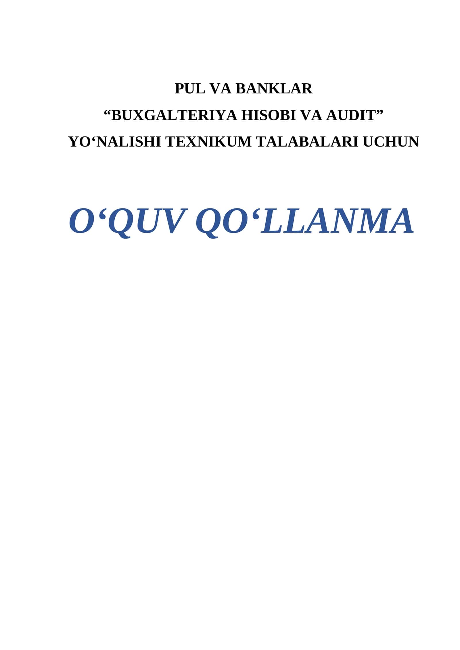 PUL VA BANKLAR 1