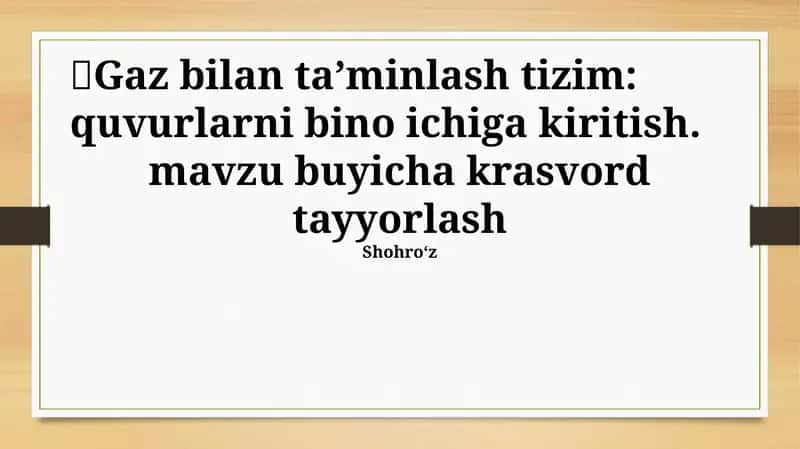 Gaz bilan ta'minlash tizim 1