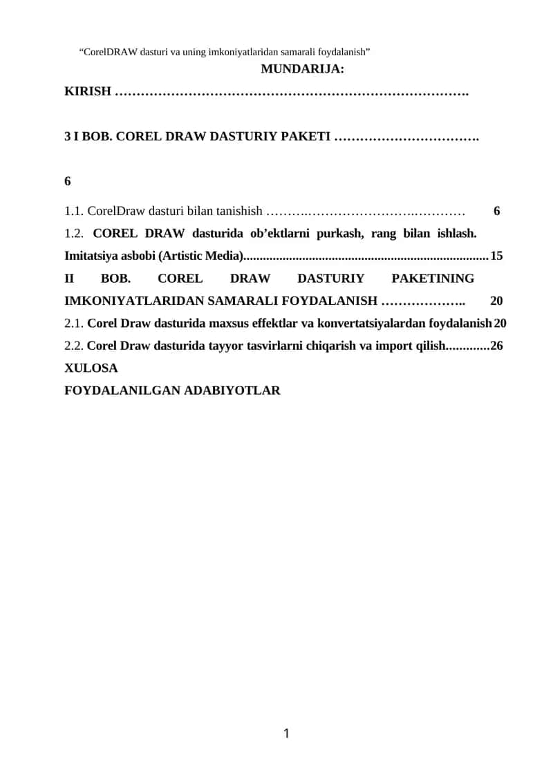 CorelDRAW dasturi va uning imkoniyatlaridan samarali foydalanish 1