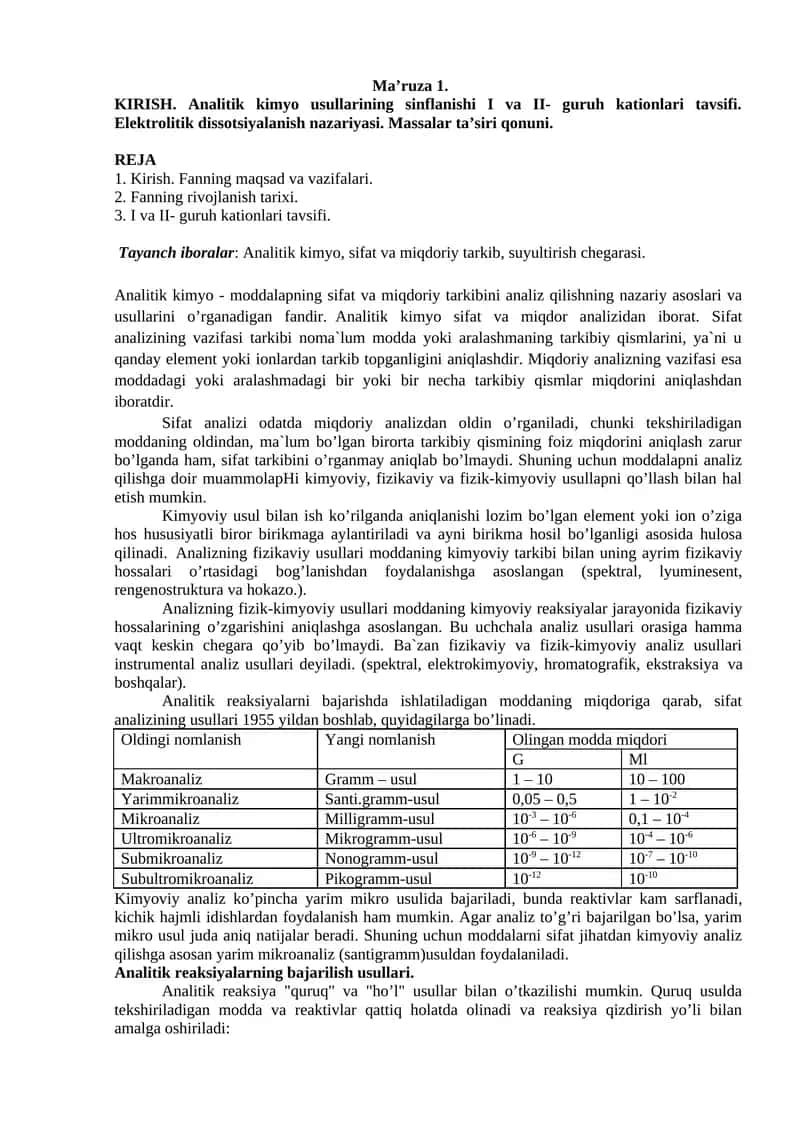Analitik kimyo usullari 1