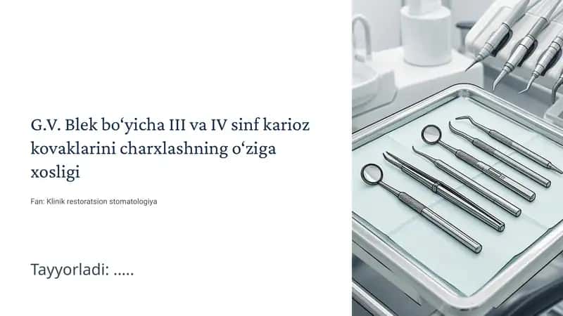III va IV sinf karioz kovaklarini charxlashning o‘ziga xosligi 1
