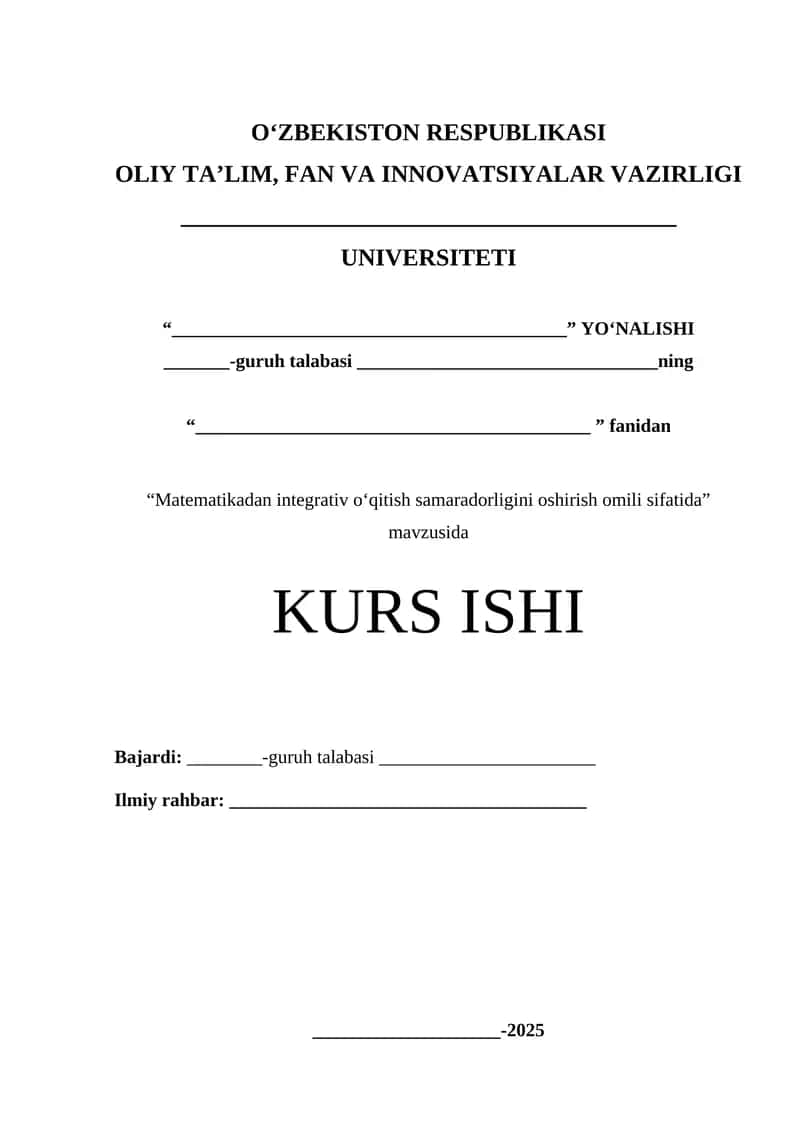 Matematikadan integrativ o‘qitish samaradorligini oshirish omili sifatida 1