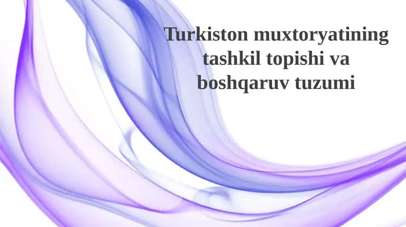 Turkiston Muxtoriyatining Tashkil Topishi va Hukumat Tuzilishi 1