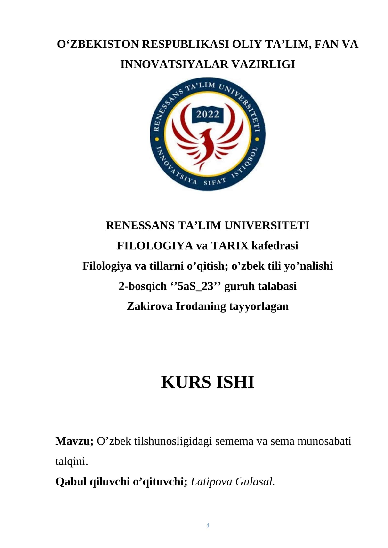 O’zbek tilshunosligidagi semema va sema munosabati talqini 1