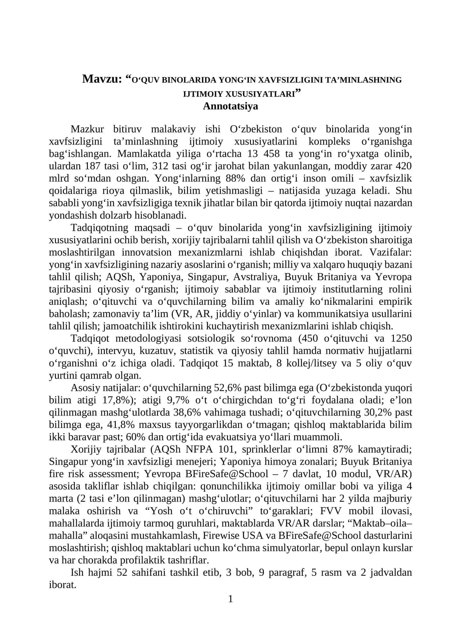 BMI. Hayot faoliyati xavfsizligi fanidan 1