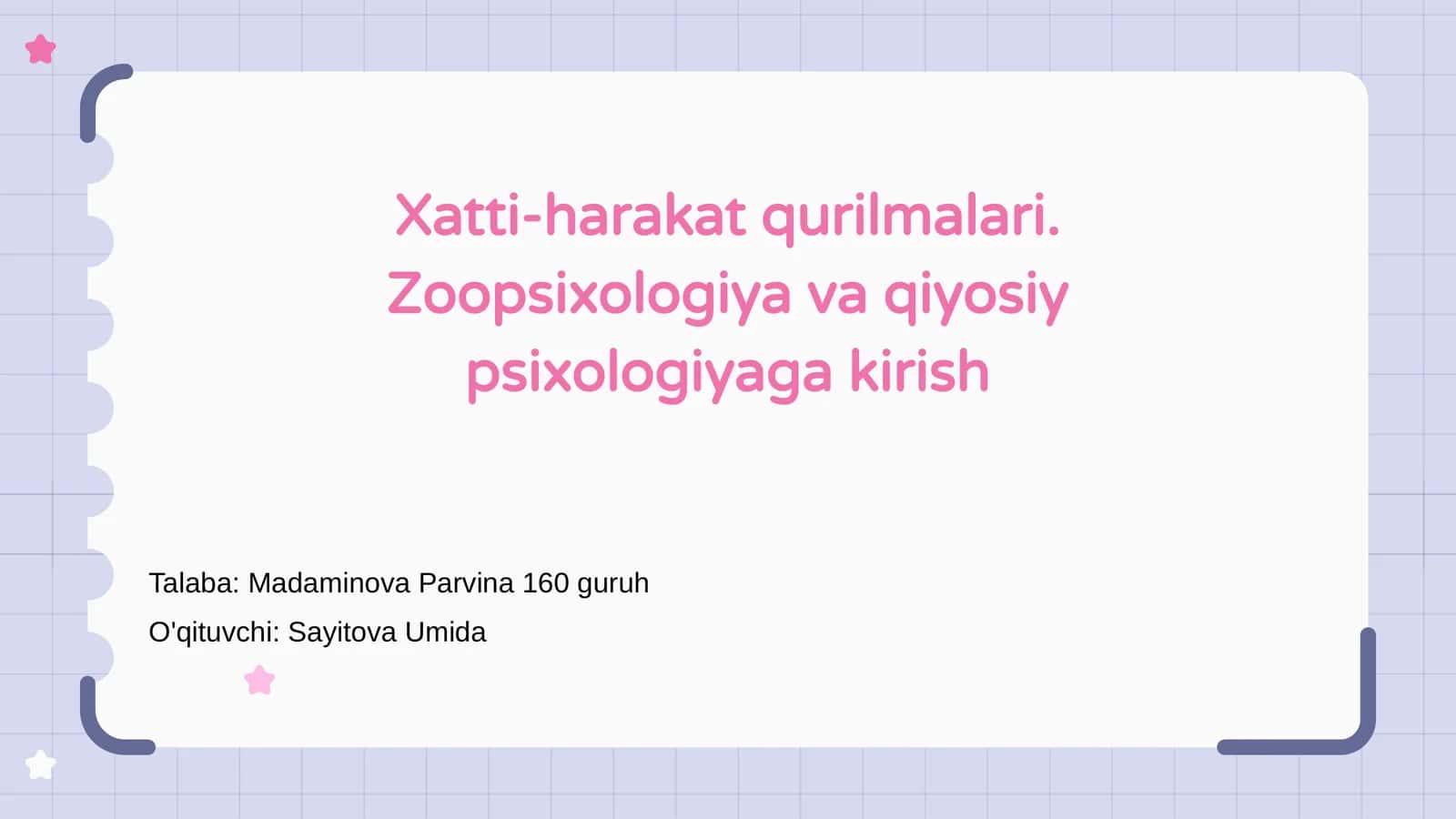 Xatti-harakat qurilmalari. Zoopsixologiya va qiyosiy psixologiyaga kirish 1