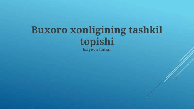 Buxoro xonligining tashkil topishi 1
