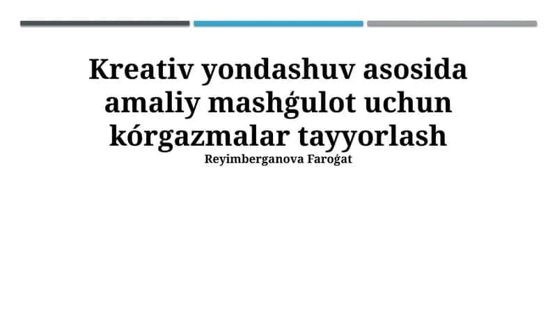 Ko'rgazmalar tayyorlash 1