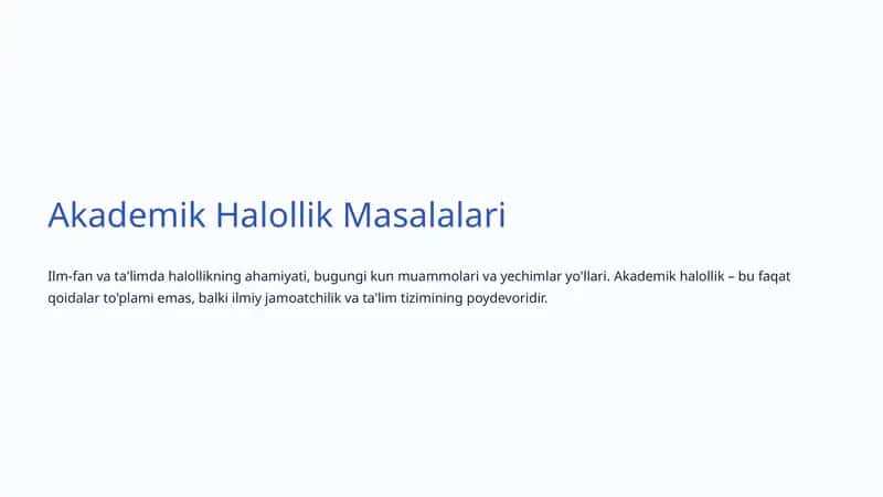 Akademik Halollik Masalalari 1