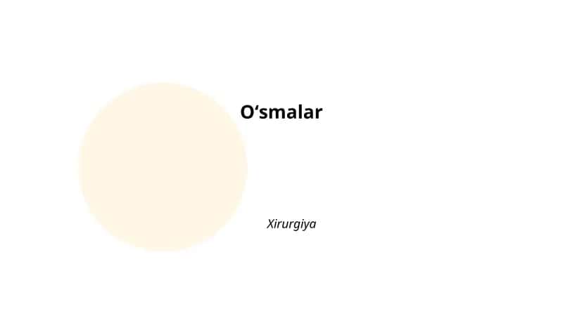 Oʻsmalar Xirurgiya 1