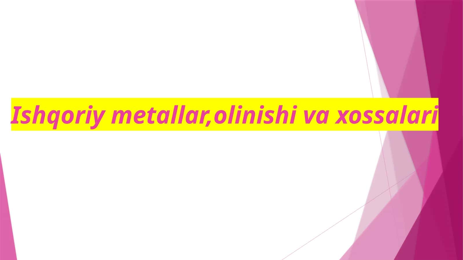 Ishqoriymetallar, olinishi va xossalari 1