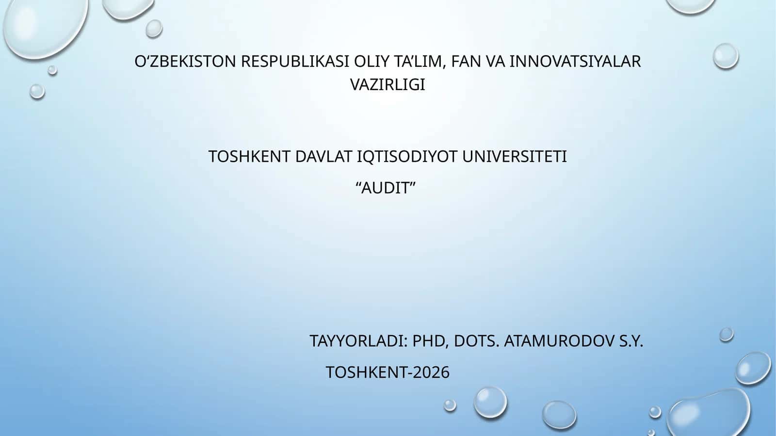 AUDITNING MAXSUS JABHALARI VA UNGA XIZMAT KO‘RSATISH 1