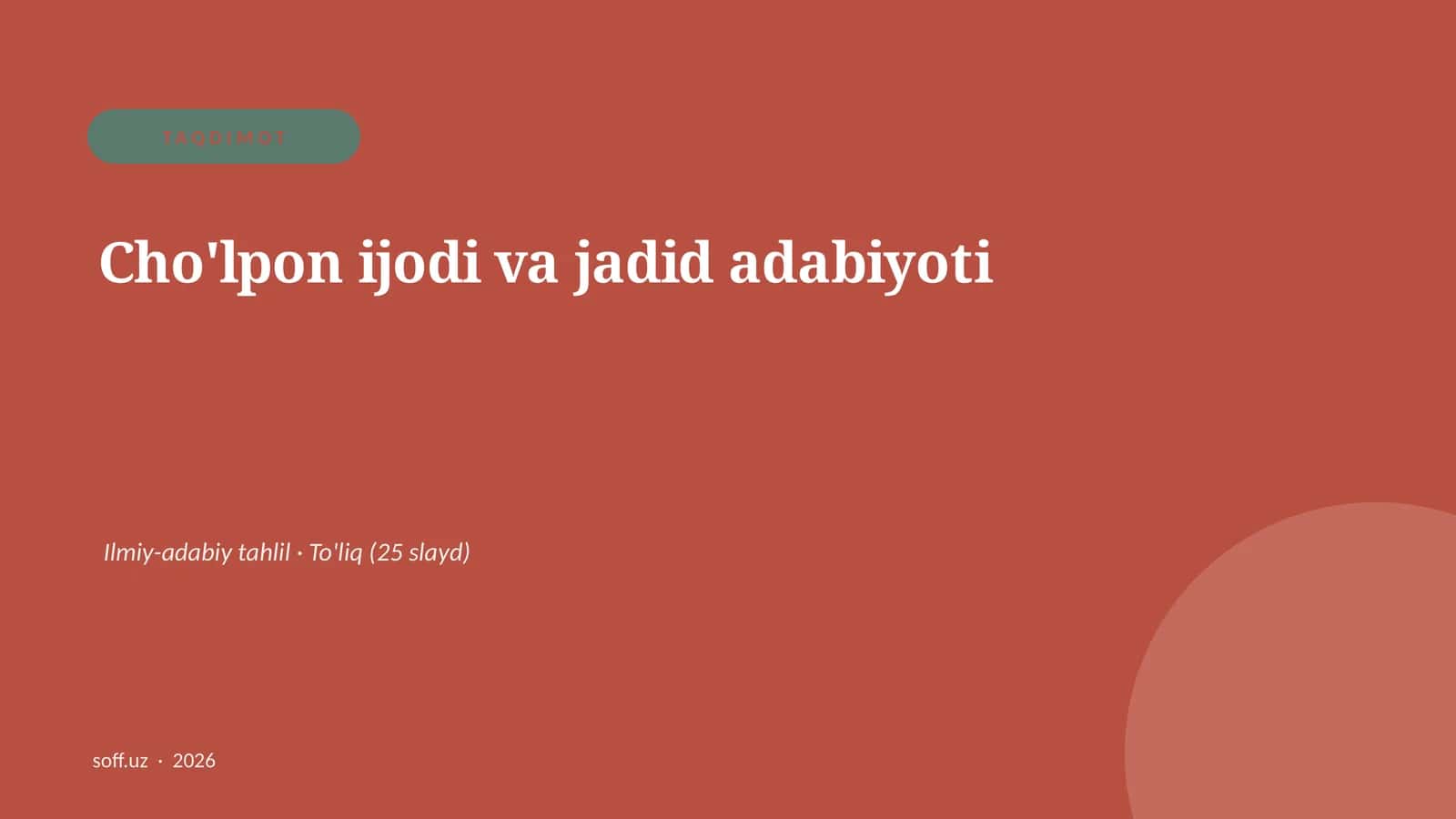 Cho'lpon ijodi va jadid adabiyoti 1