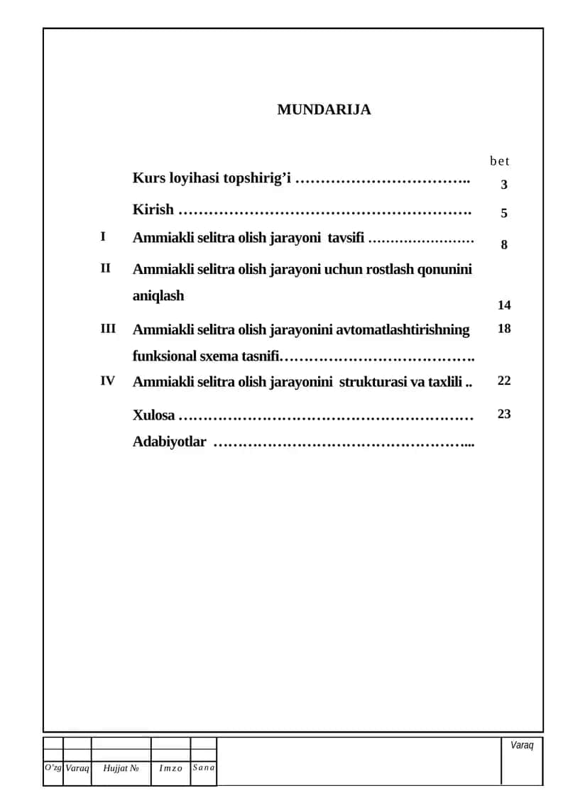 Ammiakli selitra olish jarayonini avtomatlashtirish 1