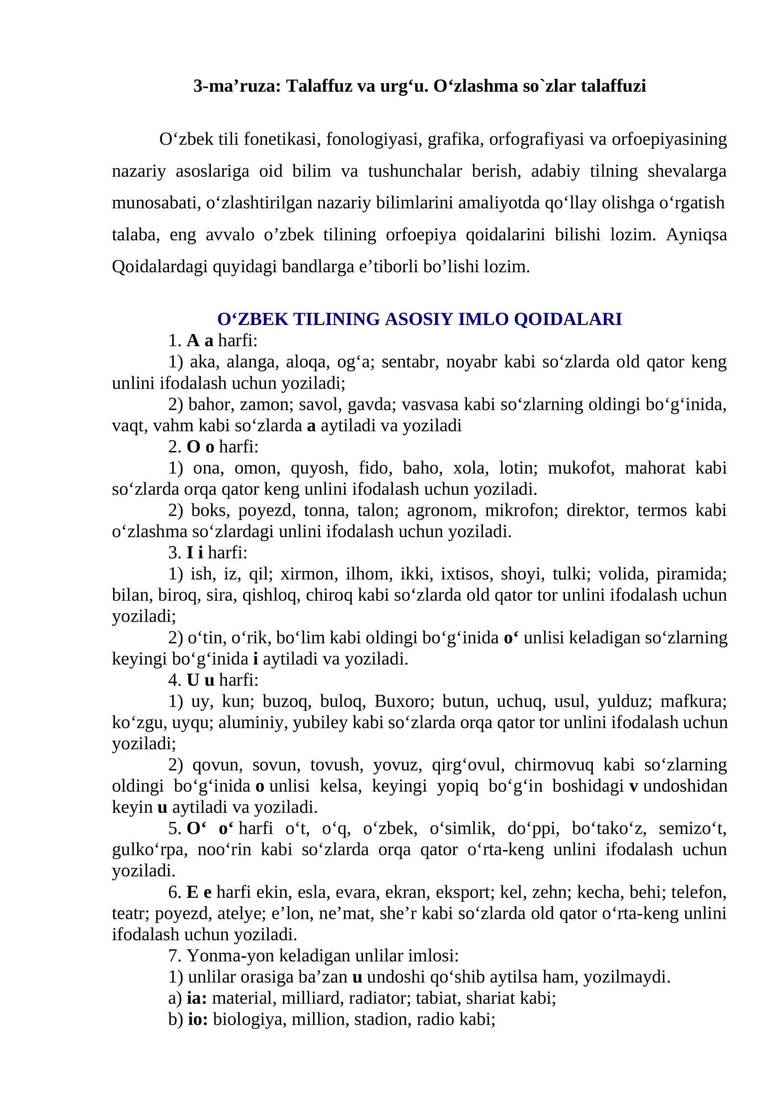 O‘ZBEK TILINING ASOSIY IMLO QOIDALARI 1