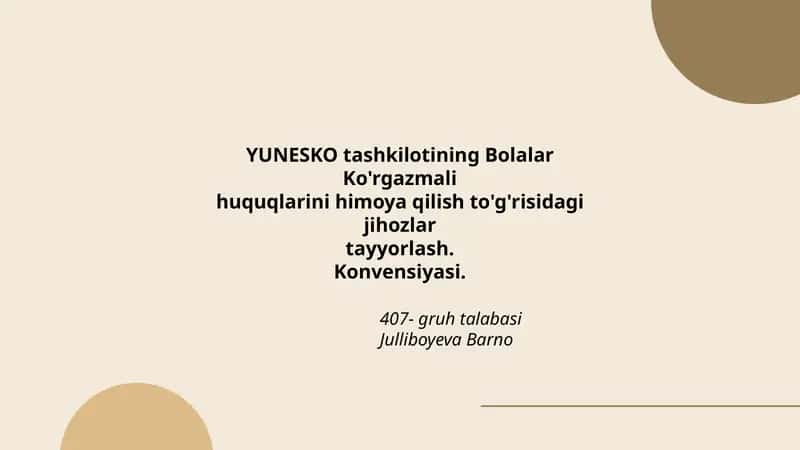 YUNESKO Bolalar Ko'rgazmali huquqlarini himoya qilish jihozlari 1