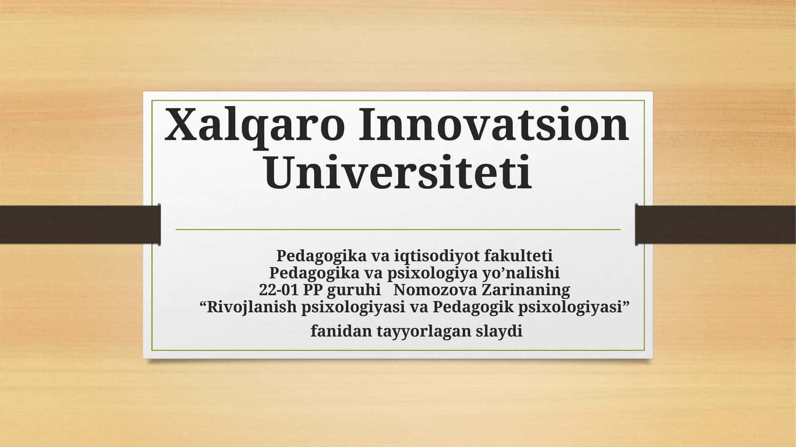 Rivojlanish psixologiyasi va Pedagogik psixologiyasi 1