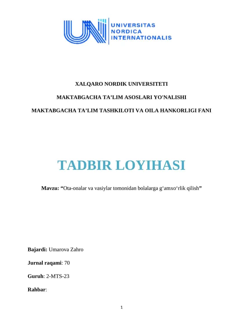OTA-ONALAR VA VASIYLAR TOMONIDAN BOLALARGA GʻAMXOʻRLIK QILISH 1