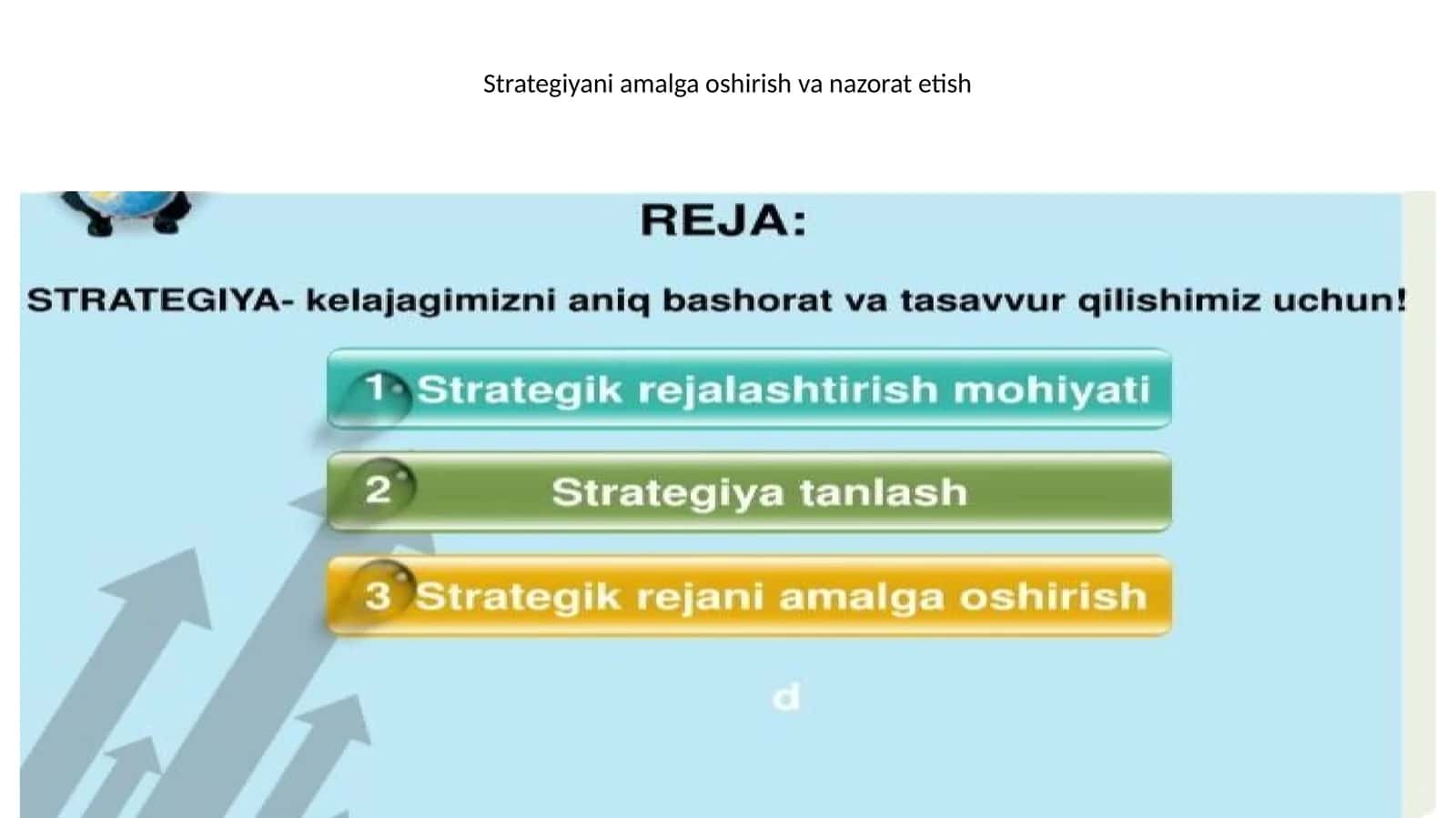 Strategiyani amalga oshirish va nazorat etish 1