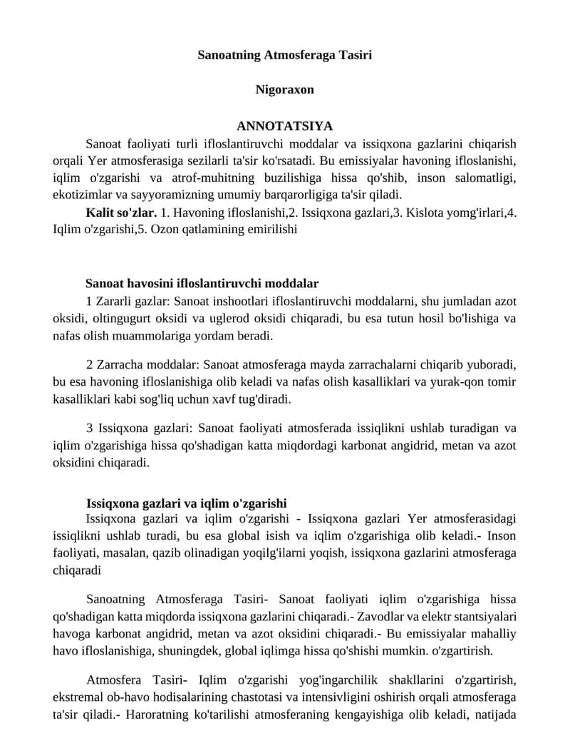 Sanoatning Atmosferaga Tasiri 1
