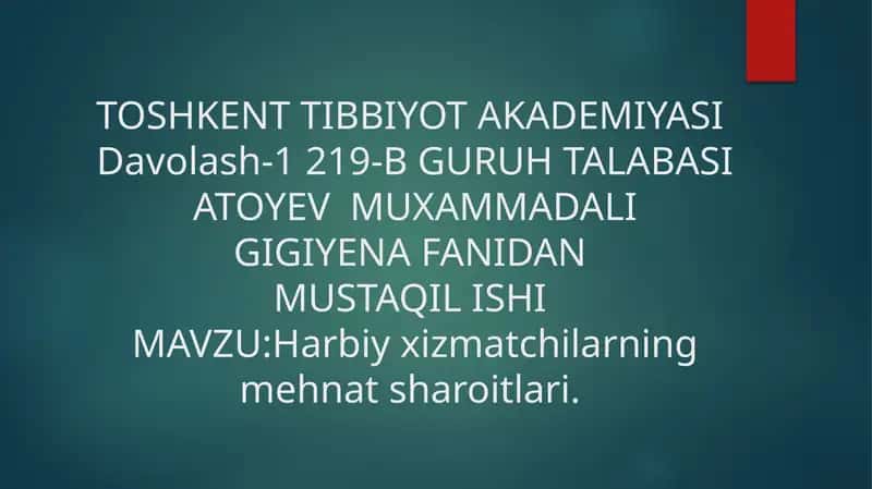 Harbiyxizmatchilarning mehnat sharoitlari 1