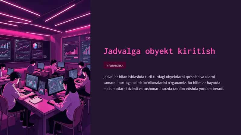 Jadvalga obyekt kiritish 1