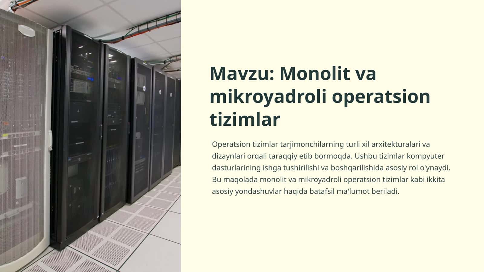 Monolitva mikroyadroli operatsion tizimlar 1