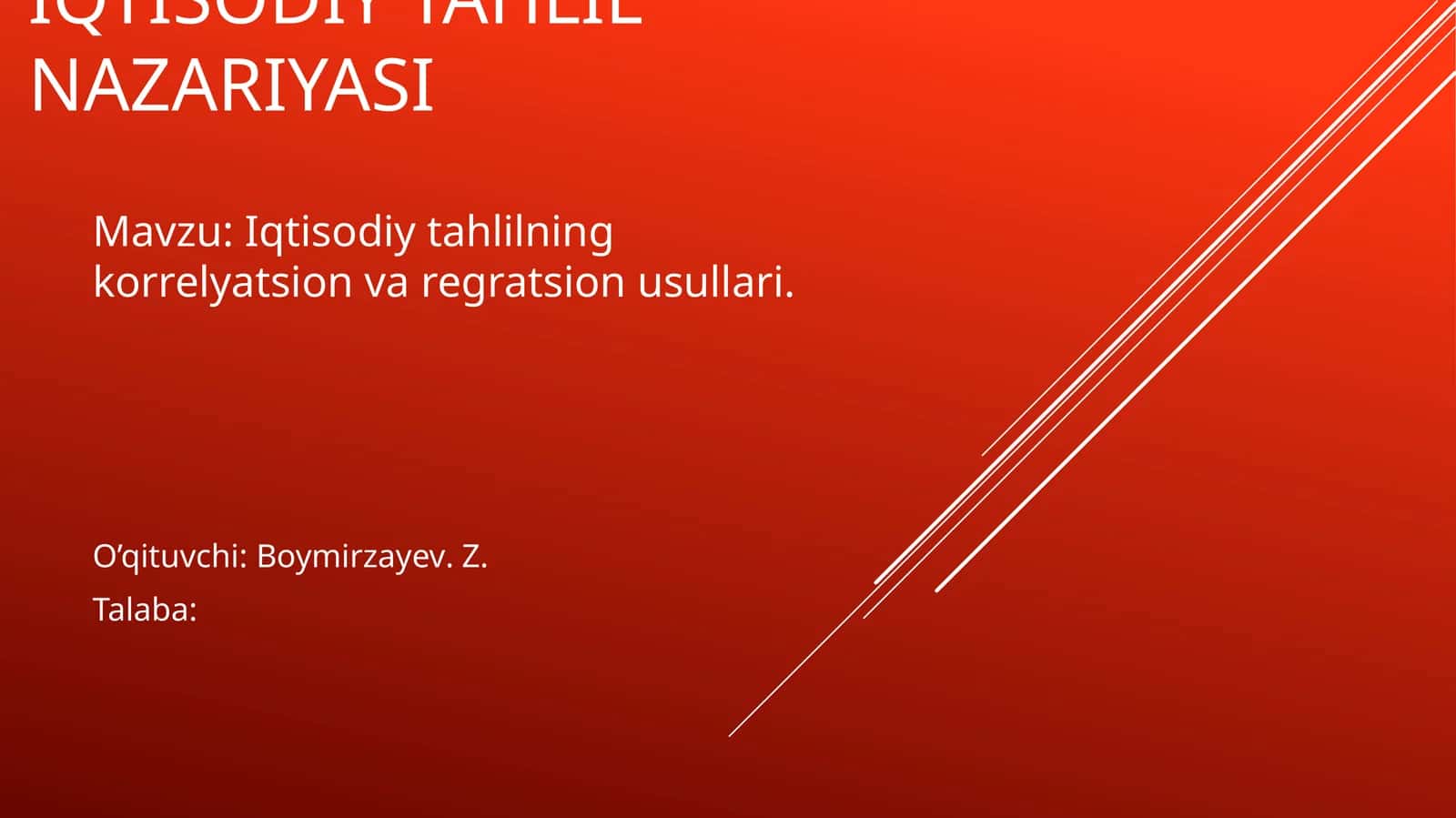 Iqtisodiy tahlilning korrelyatsion va regratsion usullari 1