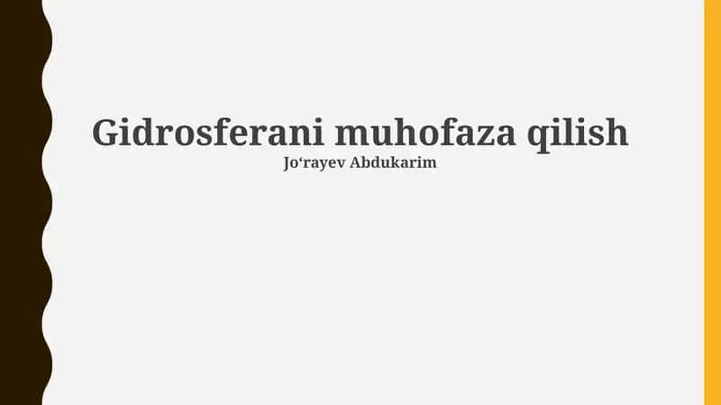 Gidrosferani muhofaza qilish 1