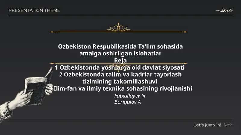 Ozbekiston Respublikasida Ta'lim sohasida amalga oshirilgan islohatlar 1