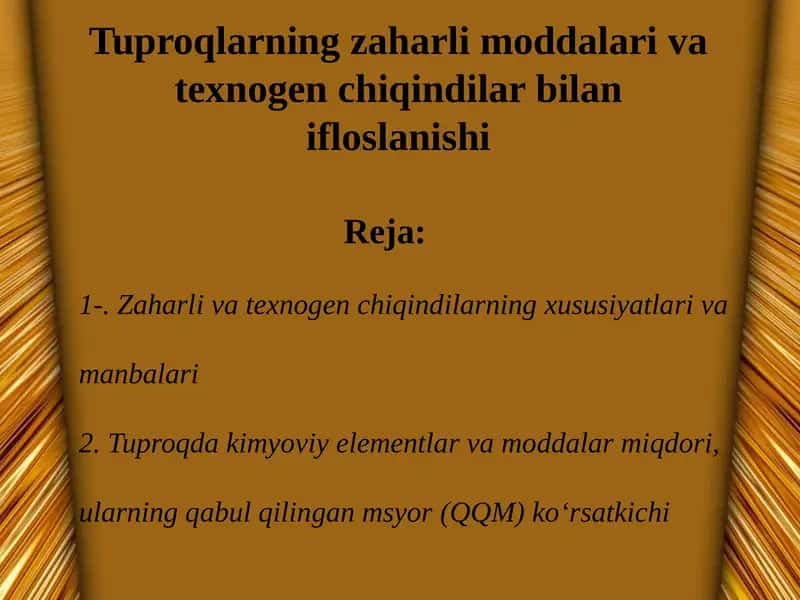 Zaharli va texnogen chiqindilar bilan ifloslanishi 1