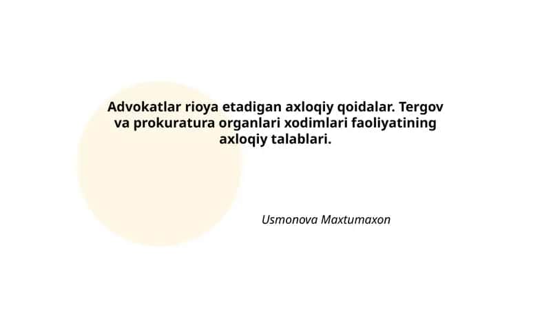 Advokatlar rioya etadigan axloqiy qoidalar 1