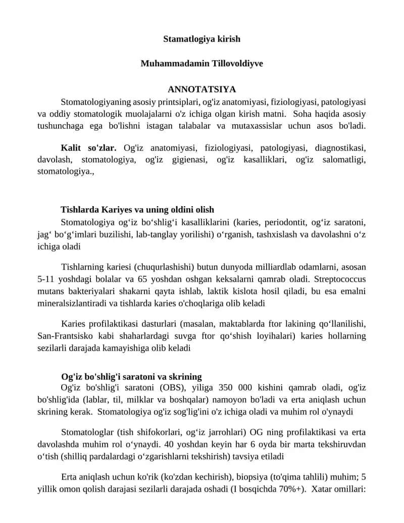 Stamatlogiya kirish 1