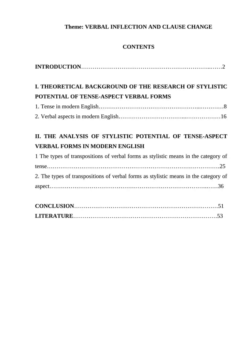 VERBAL INFLECTION AND CLAUSE CHANGE 1