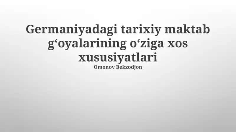 Tarixiy Maktabning Iqtisodiy Nazariyalari 1