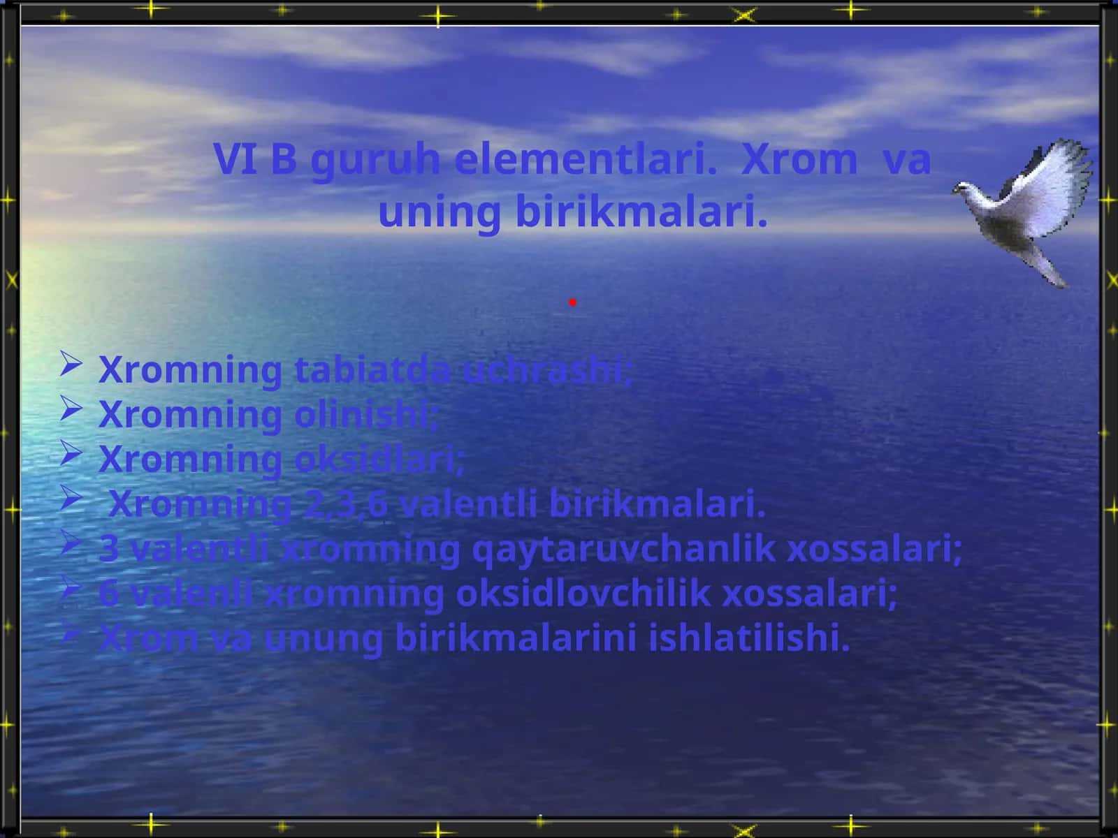 VI B guruh elementlari. Xrom va uning birikmalari 1