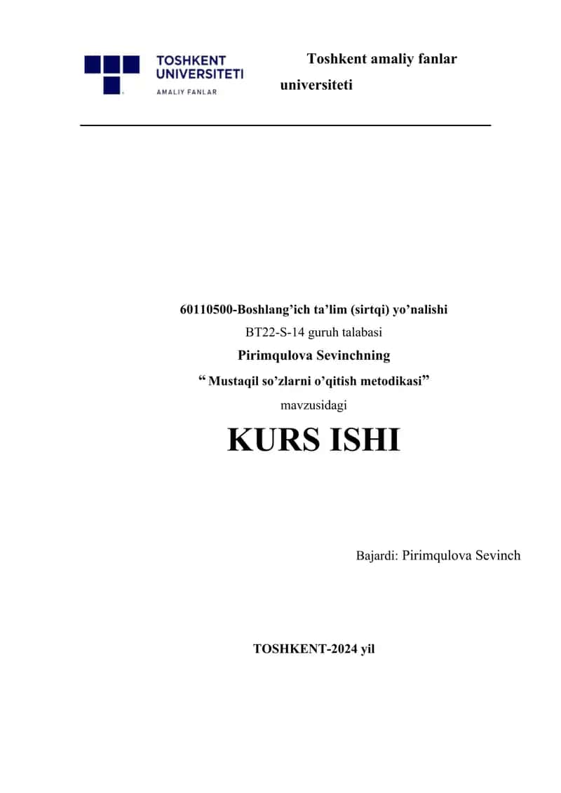 Mustaqil so’zlarni o’qitish metodikasi. 1