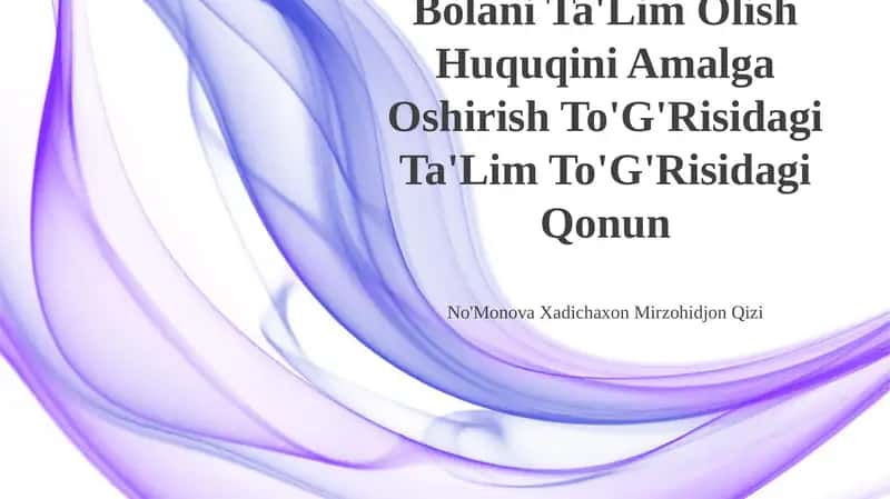 Bolani Ta'Lim Olish Huquqini Amalga Oshirish To'G'Risidagi Ta'Lim To'G'Risidagi Qonun 1